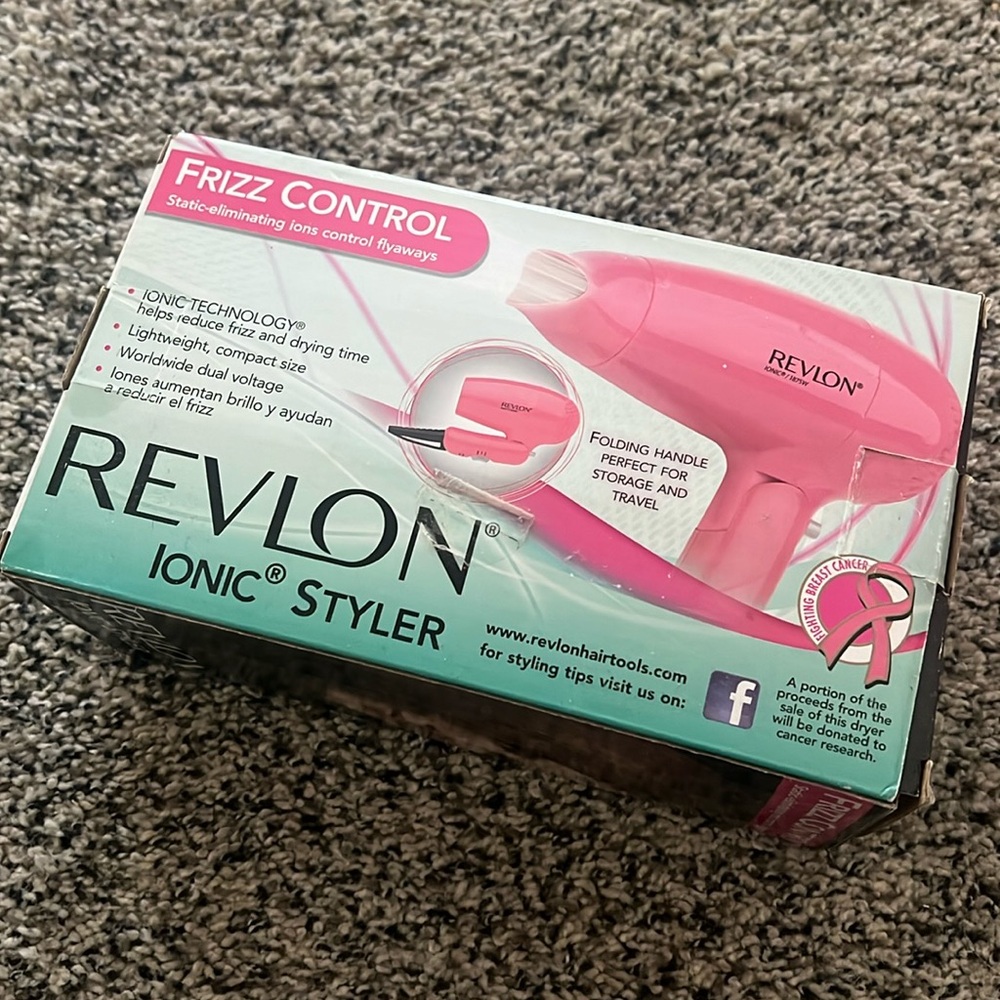 Revlon Ionic Styler Pink Frizz Control Compact Travel Size Hair Dryer